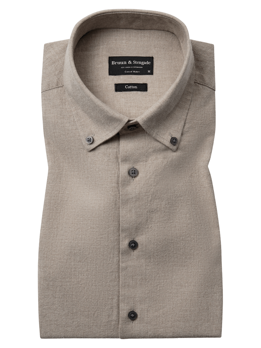 Bruun & Stengade Skjorter 2502-20001-sand_S - Bygholm Menswear